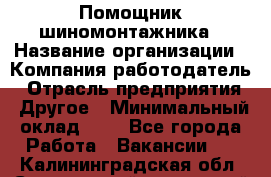 Помощник шиномонтажника › Название организации ­ Компания-работодатель › Отрасль предприятия ­ Другое › Минимальный оклад ­ 1 - Все города Работа » Вакансии   . Калининградская обл.,Светловский городской округ 